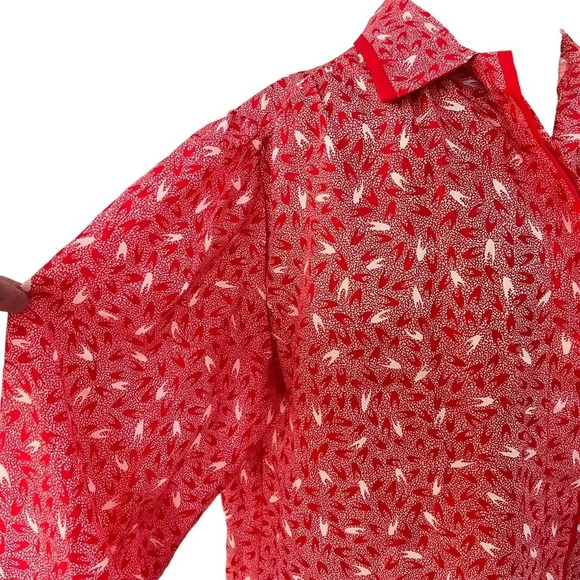 NWT NOS Vintage Lady Manhattan Red White Polyester Blouse 22W 1979-1983 - Picture 3 of 14